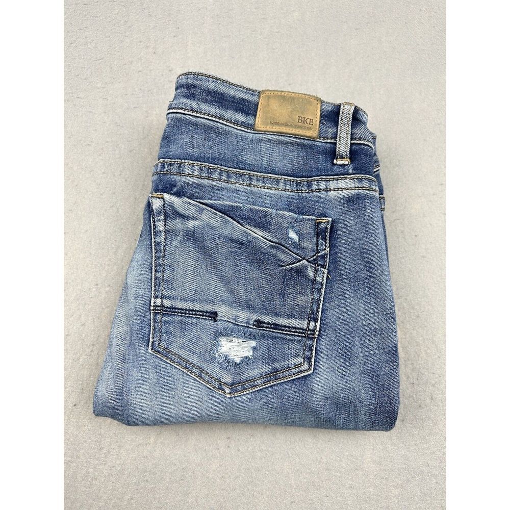 BKE Payton Jeans Women's 29X32 Medium Wash Denim Bootcut Mid Rise Distressed